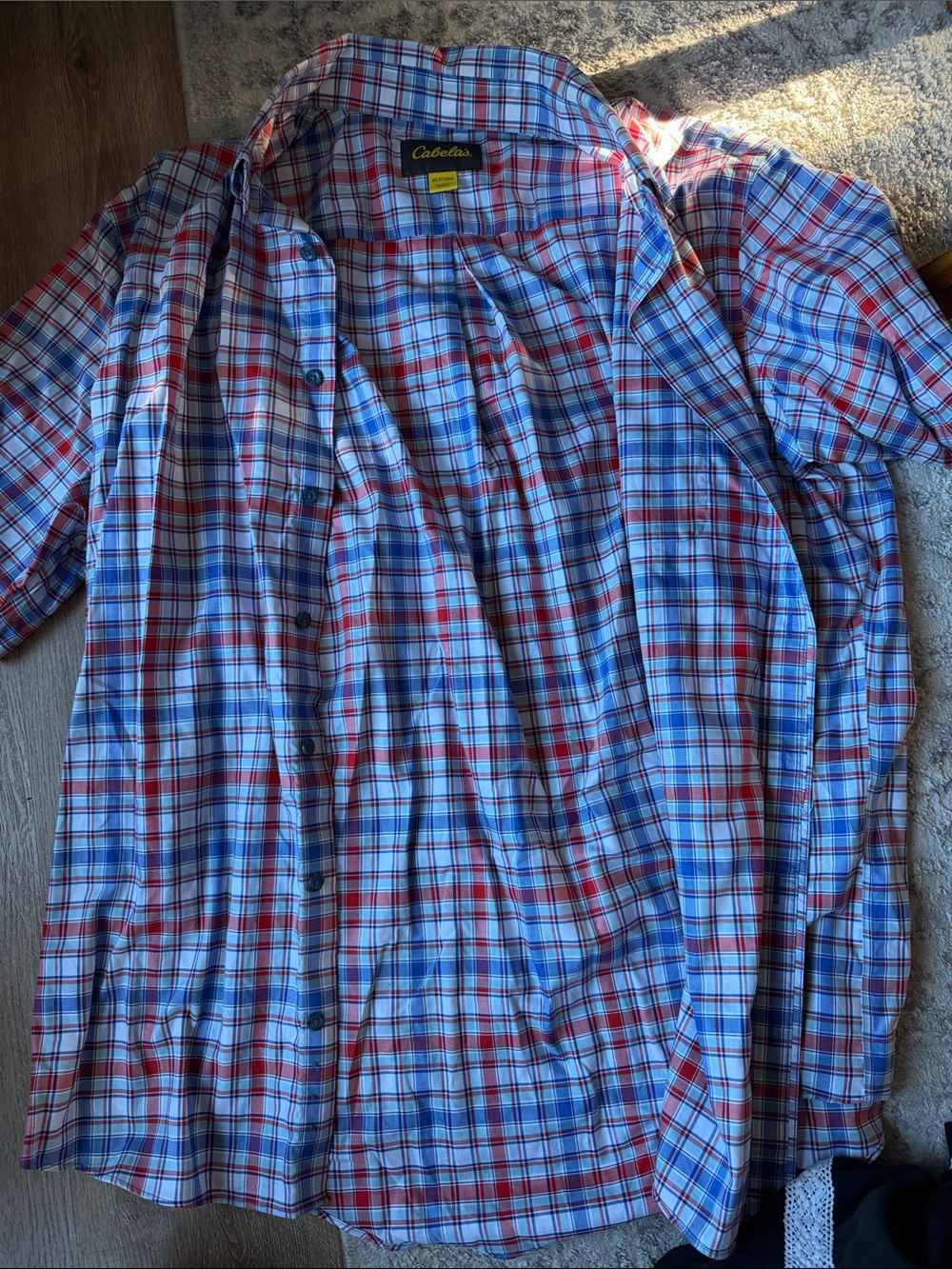 Cabela's Red & Blue Plaid Long-Sleeve Button-Down Shirt